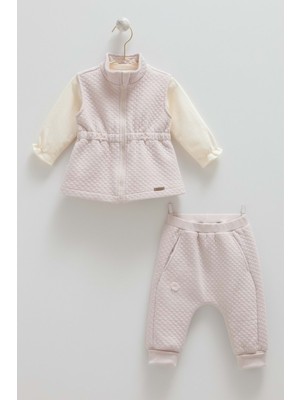 Caramell Love Hugs Çiçek Detaylı Yelekli Üçlü Alt Üst Takım - TKK2033 - Lila - 6 - 9 Ay Lila