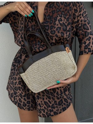 Özüm Takı Çanta A Kaiite Ithal Hasır Yavru Çantalı Kadın El ve Kol Çantası Acı Kahverengi