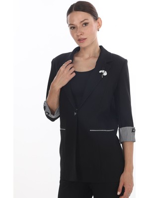 White Diamond Double Kol Detaylı Ceket 38 - Siyah