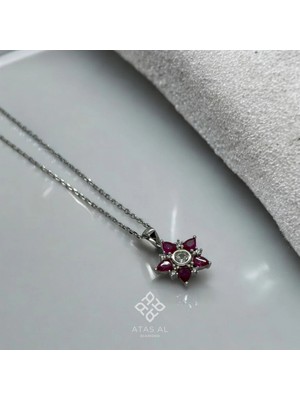 Atas Al Diamond Mor Yıldız Taş Işlemeli 925 Ayar Gümüş Kadın Kolye