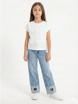 Escabel Kız Çocuk 3lü Jean Alt Üst Kombin Takmı 5-13 Yaş SET0474