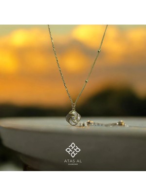 Atas Al Diamond Altın Kaplama Vicious Circle Tek Taş Detaylı 925 Ayar Gümüş Kolye