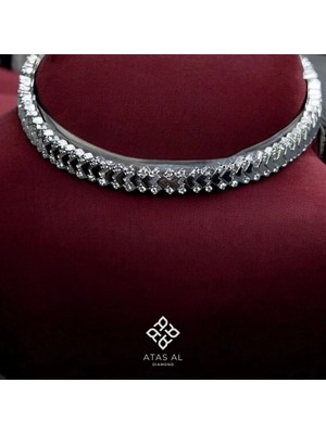 Atas Al Diamond Italyan Tasarım Pırlanta Dizme 925 Ayar Gümüş Bileklik Beyaz Altın Kaplama