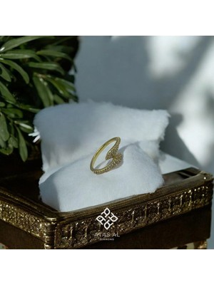 Atas Al Diamond Altın Kaplama Yılan Sarımı Zarif Taş Işlemeli 925 Ayar Gümüş Yüzük