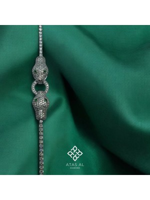 Atas Al Diamond Serpentine Yılan Başı Su Yolu 925 Gümüş Bileklik