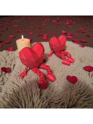 3D Tasarım Kalpli Oturan Figür(2li Set)