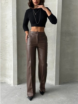 Zr Deri Palazzo Pantolon Kahve H24654