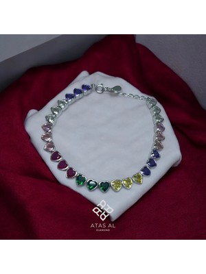 Atas Al Diamond Kalp Su Yolu 925 Ayar Gümüş Bileklik Italyan Tasarım