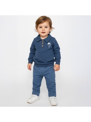 Deco Yakalı Düğmeli Kot Takım