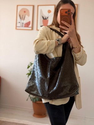 İndigo Konsept Seren Salaş Örgü Desenli Kadın Omuz Çantası