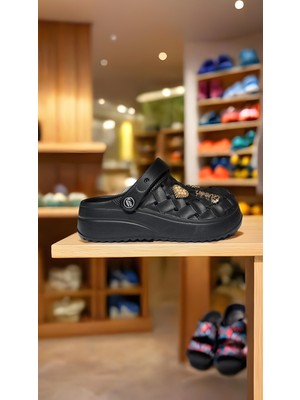 Calx Kadın Bahçe Plaj Hemşire Terliği - Hasır Görünümlü, Aksesuarlı, Hafif ve Kaymaz Yazlık Model