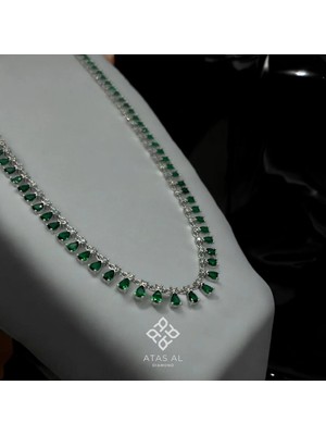 Atas Al Diamond Zümrüt Gecesi Gerdanlık 925 Ayar Gümüş | Beyaz Altın Kaplama