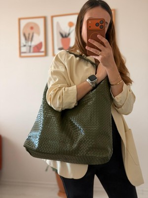 İndigo Konsept Seren Salaş Örgü Desenli Kadın Omuz Çantası