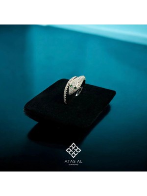 Atas Al Diamond 925 Gümüş Yılan Sarım Yüzük | Işıltılı Taş Detaylı