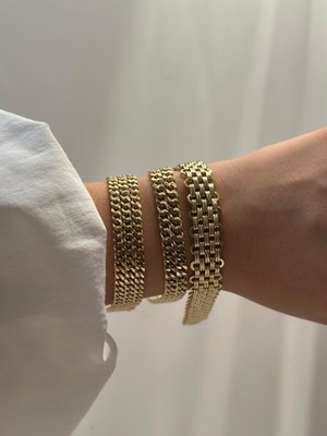 Luckyb Store Orta/ 2 Sıra Zincir 14 K Altın Kaplama Bileklik