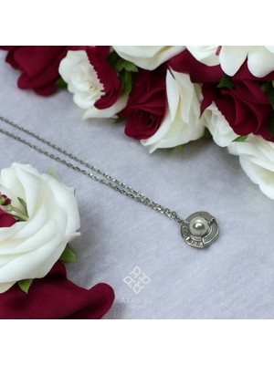 Atas Al Diamond Inci & Sedef Taş Işlemeli Sonsuz Şans Nedime 925 Ayar Gümüş Kolye