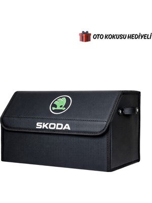 Autowise Skoda Marka Logolu Oto Bagaj Organizer Çanta Oto Bagaj Çantası 2 Bölmeli Suni Deri