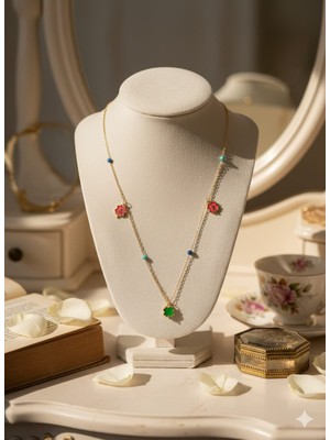 925 Ayar Papatya Silver Mineli Özel Harfli Nazar Gözlü 3 Yonca Kolye.rose.gold.rodaj