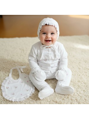 Gaye 0-3 Ay Kız Bebek Be Happy Renkli Çiçek Nakışlı %100 Pamuk 5li Set