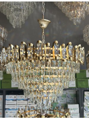 LED Yeni Model 60 cm Krista Lüx Salon Avize Gold Renk