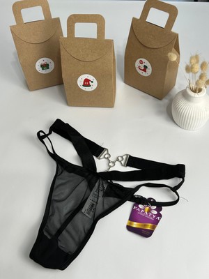 Lovelace Butik Ön Tül Arka Aksesuarlı Ip Tanga  (Özel Hediye Kutulu)