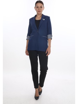 White Diamond Double Kol Detaylı Ceket 42 - Lacivert