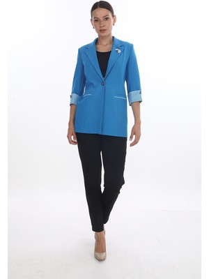 White Diamond Double Kol Detaylı Ceket 42 - Mavi