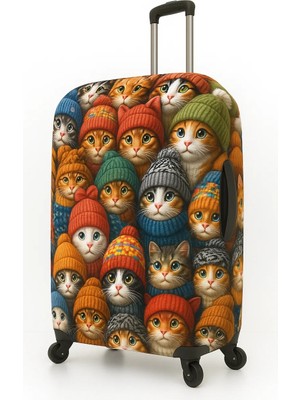 Trink Çanta Kumaş Valiz Kılıfı ve Bavul Kılıfı  (0-Şapkali Kedi ) Kabin