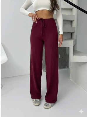 Fitilli Şardonlu Pantolon Bordo
