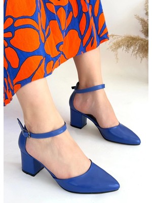 Mulen Mavi Cilt Topuklu Ayakkabı