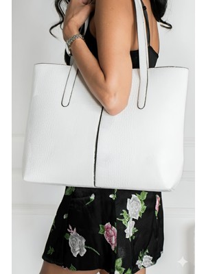 Luzia Julier Kadın Kroko Desen 2 Kollu Fermuarlı Büyük Boy Çanta Omuz Çantası, El Çantası, Laptop Çantası