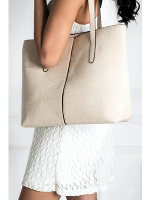 Luzia Julier Kadın Kroko Desen 2 Kollu Fermuarlı Büyük Boy Çanta Omuz Çantası, El Çantası, Laptop Çantası