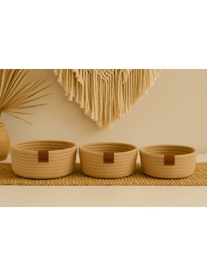 Efuliz Home 3'lü Hasır Sepet Takımı - Çok Amaçlı Organizer - Düzenleyici Sepet