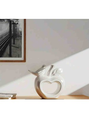 Çarçur Kalpli Elma Dekoratif Biblo | Modern Tasarım | Şık Ev Aksesuarı