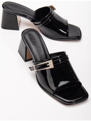 Ziva Siyah Rugan Topuklu Terlik