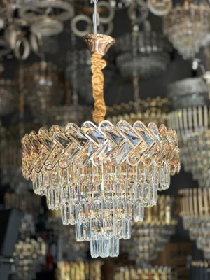 Yeni Model 50 cm Kristal Lüx LED Avize Gold Renk Ithal Kasa