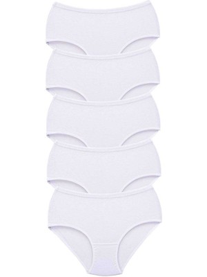 ModaSize 5 Adet Tutku Kadın Yüksek Bel Bato Kalın Lastik Külot Beyaz