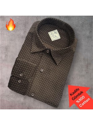 Eren Style Klasik %100 Cotton Uzun Kollu Terletmeyen Kışlık Kadife Gömlek (Regular Kalıp)