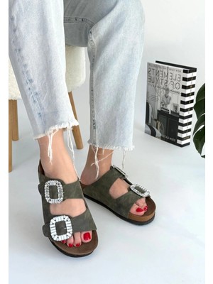 Nool Yeşil Nubuk Terlik