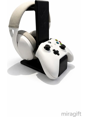 Miralux Gamer Kulaklık Standı ve Xbox & Playtation Uyumlu Gamepad / Kol Tutucu Dekoratif 23 cm Siyah