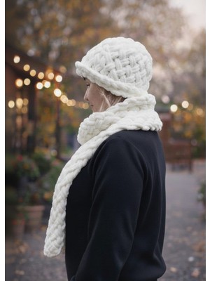 Mazsay El Örgüsü Atkı Bere Takımı Kıvırcık