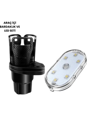 Bi Seyyar Bardak Tutucu ve Manyetik LED Ambiyans Işığı 2’li Set
