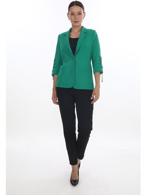 White Diamond Kolu Bağcıklı Ceket 42 - Yeşil
