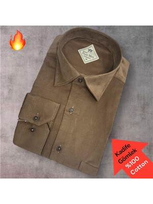 Eren Style Klasik %100 Cotton Uzun Kollu Terletmeyen Kışlık Kadife Gömlek (Regular Kalıp)