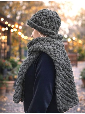 Mazsay El Örgüsü Atkı Bere Takımı Kıvırcık