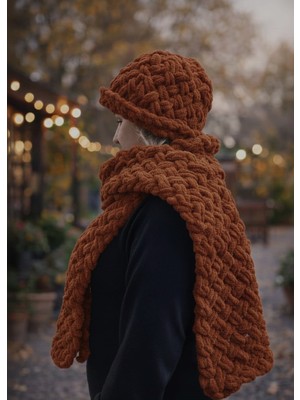 Mazsay El Örgüsü Atkı Bere Takımı Kıvırcık