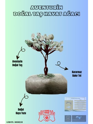 Feyza Design El Yapımı Doğal Aventurin Ağacı Sürprizli Biblo, Şık ve Güzel Hediye