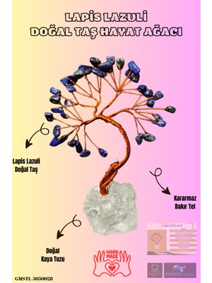 Feyza Design El Yapımı Taş Hayat Ağacı Biblo, Doğal ve Şık Dekorasyon Parçası
