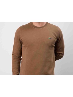 Lacoste Bisiklet Yaka Regular Fit Kahverengi Uzun Kol