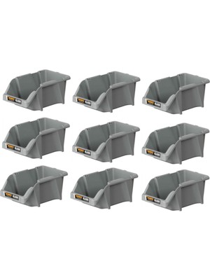 Çok Amaçlı Plastik Parça Kutusu 9 Bölmeli Gri 152X245X122 mm